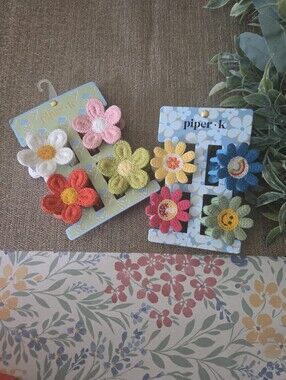 Piper-k Crocheted Flower Hair Clips - Multicolor Sets